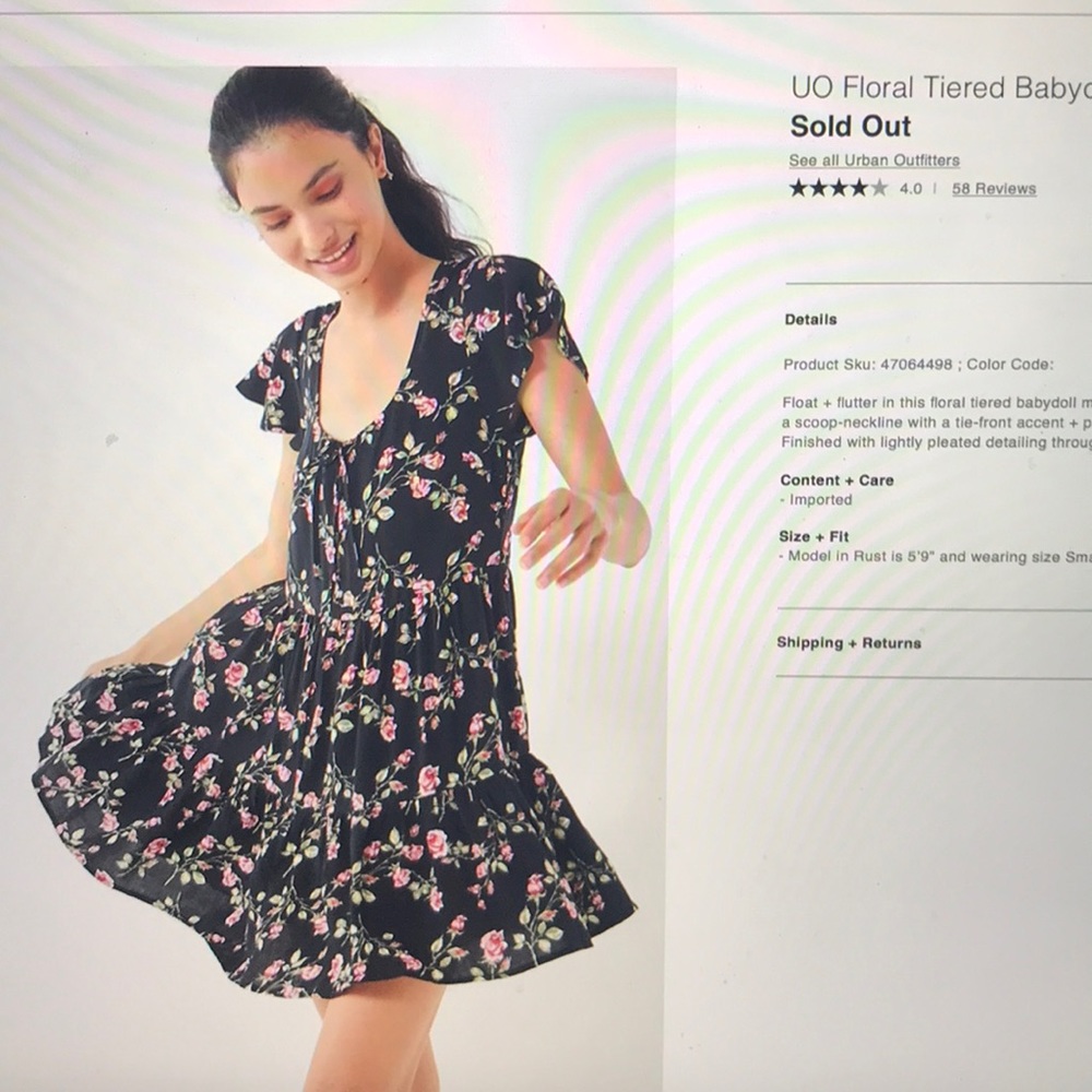 Urban Outfitters Floral Tiered Babydoll Dress